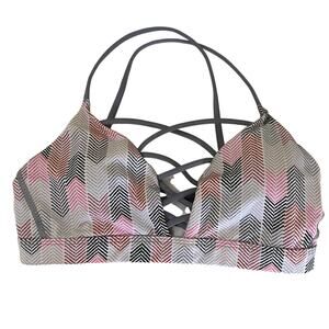 Victoria's Secret Women's Strappy Sports Bra Geometric Pink Gray Size Small